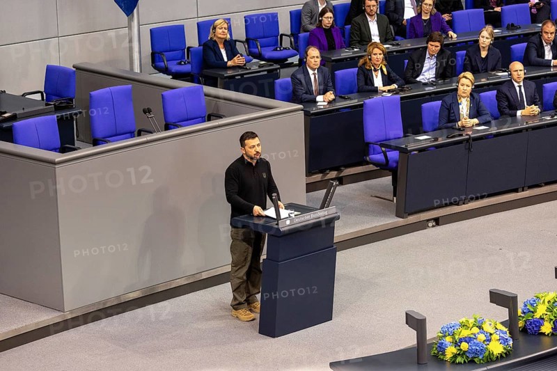Volodymyr Zelensky (President of Ukraine) delivers a speech at a special session of the German Bundestag, Berlin, 11 June 2024