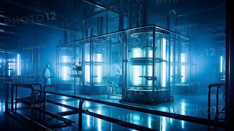 Mechanized pharmaceutical bioreactor in a manufacturing laboratory, AI generated