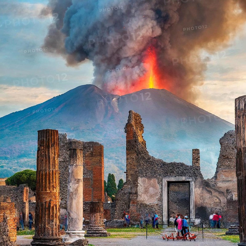 Symbolic image. Eruption of Mount Vesuvius in Pompeii, Italy, in modern times, AI generated, AI generated, Europe