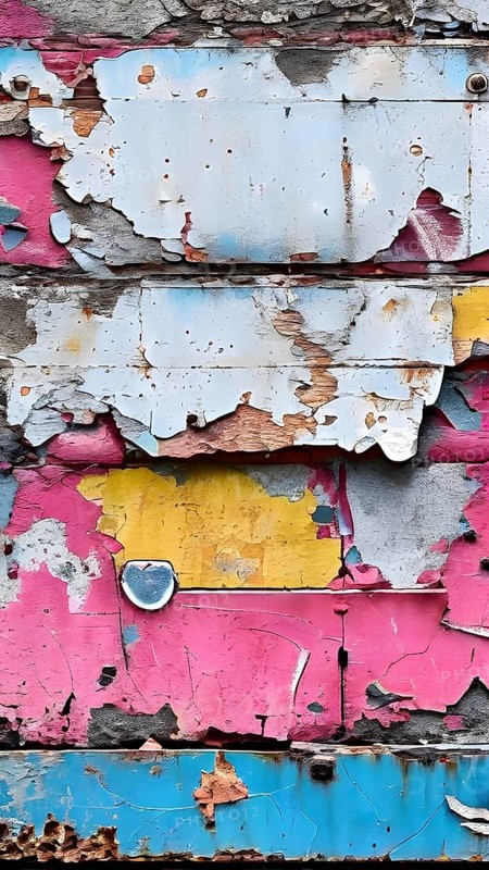 Grunge ripped torn placard posters background in white, pink, blue and yellow colors, AI generated