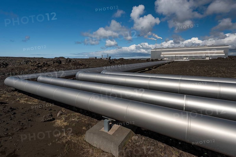Pipelines, Suðurnes power plant, Gunnuhver, Reykjanes Peninsula, Iceland, Europe