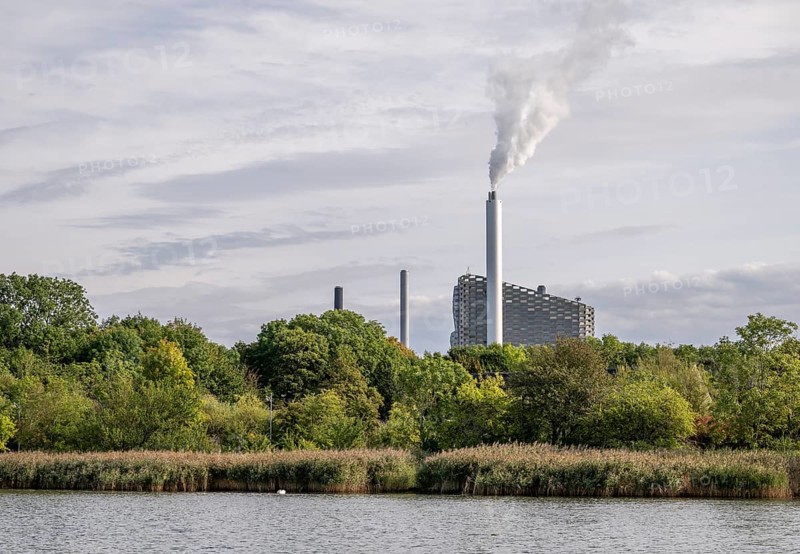 CopenHill or Amager Bakke waste incineration plant with ski slope and T-bar lift on the roof, client Amager Resource Centre ARC Copenhagen, Denmark, Europe