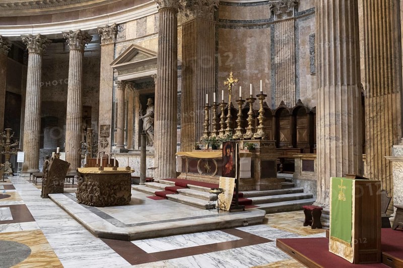 Interior of the Pantheon, an ancient building converted into a church, Santa Maria ad Martyres, Rome, Italy, Europe