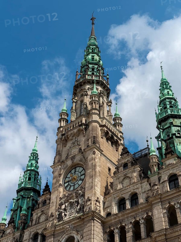 Magnificent old town hall with towers and copper roofs, neo-Renaissance, Liberec, Czech Republic, Europe