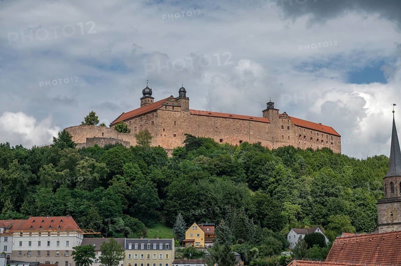 View of Plassenburg Castle, mentioned in 1135, in 1557 the complex was expanded into a Renaissance fortress, Kulmbach, Upper Franconia, Bavaria, Germany, Europe