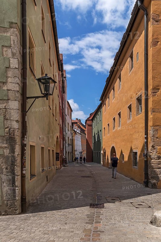 Historic Old Town Lane, Regensburg, Upper Palatinate, Bavaria, Germany, Europe