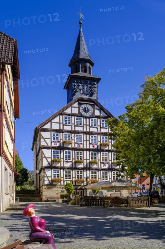 Market square with old town hall, Allendorf district, Bad Sooden-Allendorf, Werratal, Werra-Meißner district, Hesse, Germany, Europe