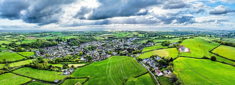 Panorama of Abbotskerswell Village from a drone Newton Abbot, Devon, England, Erope