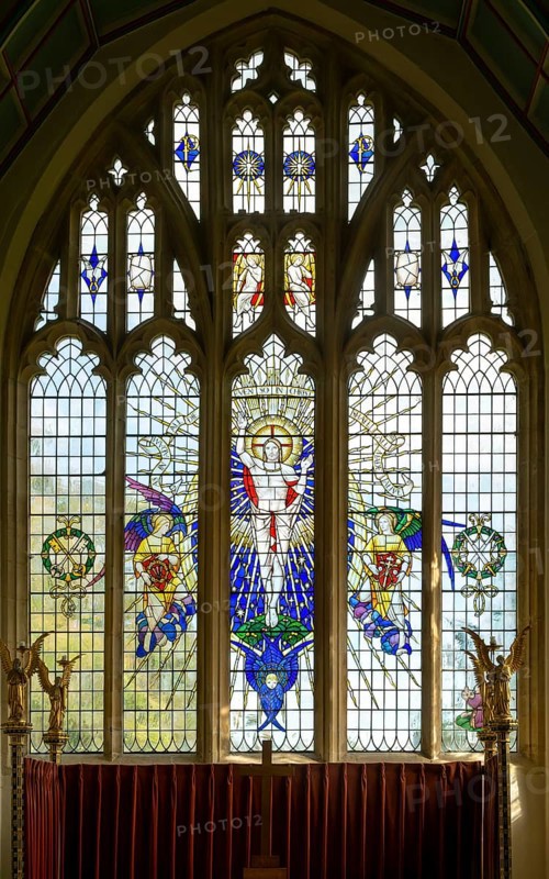 Stained glass window church of Saint Peter and Saint Paul, Northleach, Gloucestershire, England, UK by by Christopher Web 1963