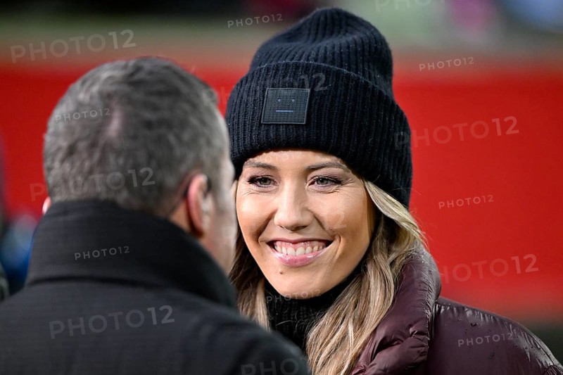 RTL TV expert Lothar Matthäus, portrait, in discussion with reporter presenter Laura Papendick, smiles, UEFA Conference League, Voith-Arena, Heidenheim, Baden-Württemberg, Germany, Europe