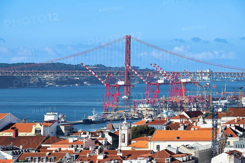 View over Lisbon and the Tagus river, Portugal, Europe