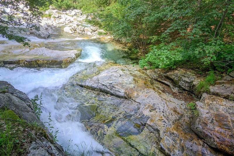 Beautiful stone structures at the Gesso della Barra torrent, Entracque, province of Cuneo, Italy, Europe