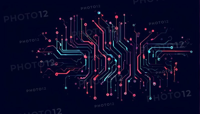 Illustration of abstract stream Artificial intelligence, Big data, AI generated