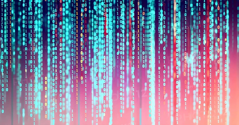 Abstract animation of binary code cascading down like digital rain, representing data insights, pastel hues, AI generated