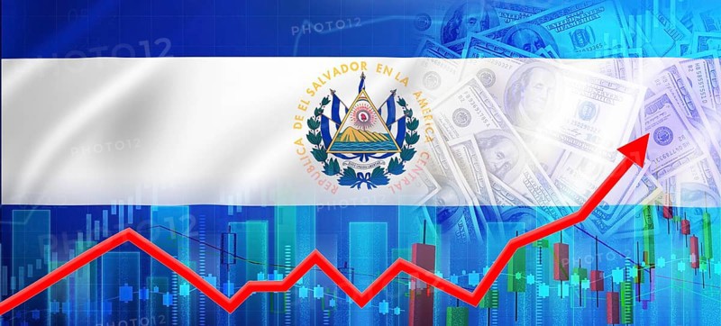 Financial growth of El Salvador, economic recovery concept. Growth of the economy of El Salvador on financial graph