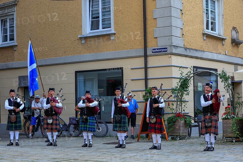 Bagpipe orchestra, Pipe concert, Sigmaringen, Baden-Württemberg, Germany, Europe