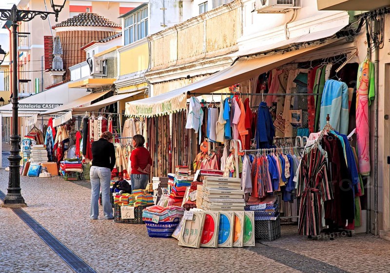 Shopping street in Vila Real de Santo Antonio, Algarve, Portugal, Europe