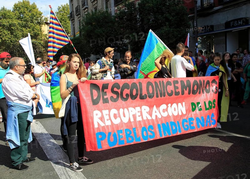 Political rally march on Columbus Day, Fiesta Nacional de España, October 12 2017, Madrid, Spain, Europe