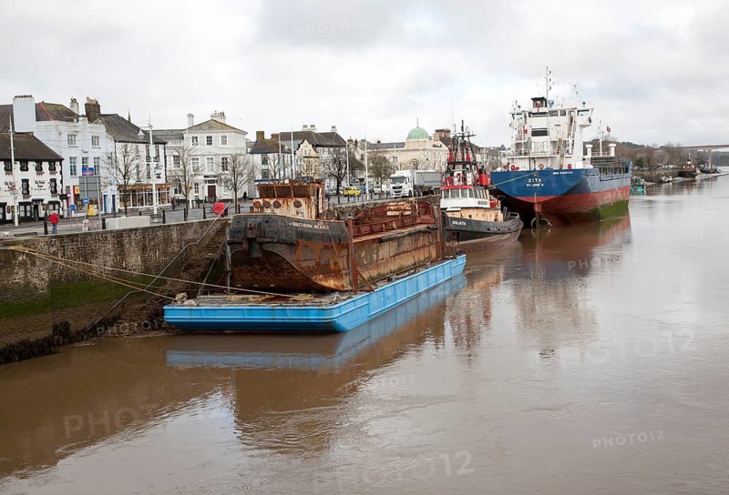 Shipping including the bulk carrier Zita on the River Torrridge, at the quayside in Bideford, north Devon, England, United Kingdom, Europe