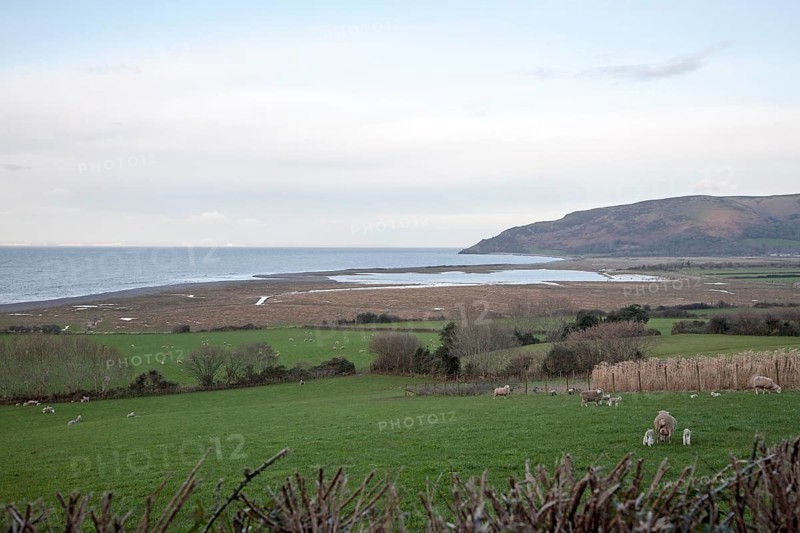Bay bar beach breached by the sea at Porlock, Somerset, England, United Kingdom, Europe