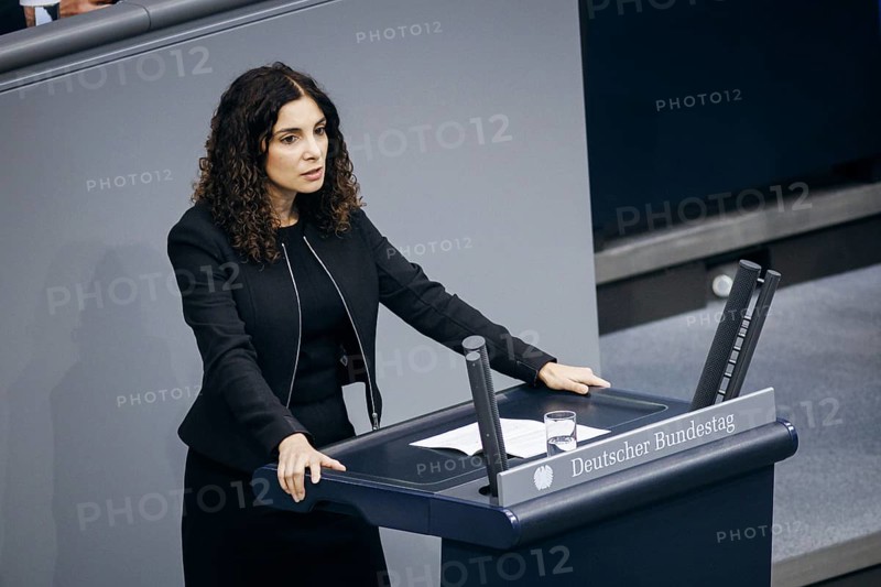 Jessica Tatti, BSW (Buendnis Sahra Wagenknecht) recorded during a speech on the topic of internal security in the German Bundestag in Berlin, 12/09/2024