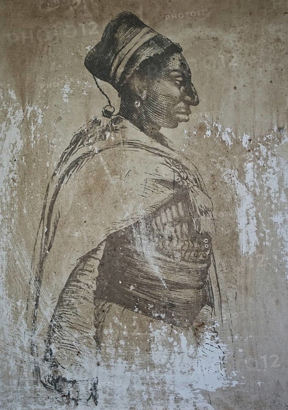 Old drawing representing Lat Dior Diop, a 19th century senegalese chief who resisted the French colonization (National museum in Banjul, Gambia), He is considered as one of the most important personalities in the Senegalese history