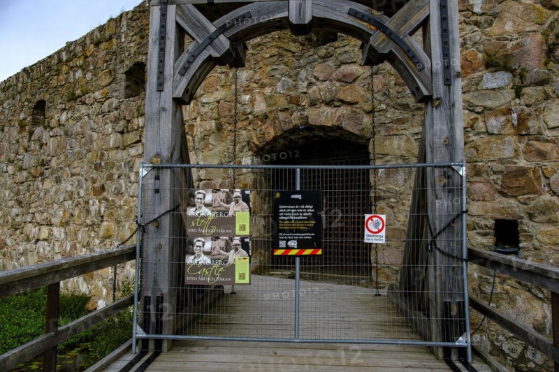 Closed due to security measures, Kronoberg castle ruins (Kronobergs slottsruin), Växjö, Smaland, Kronobergs län, Sweden, 15 August 2023, Europe