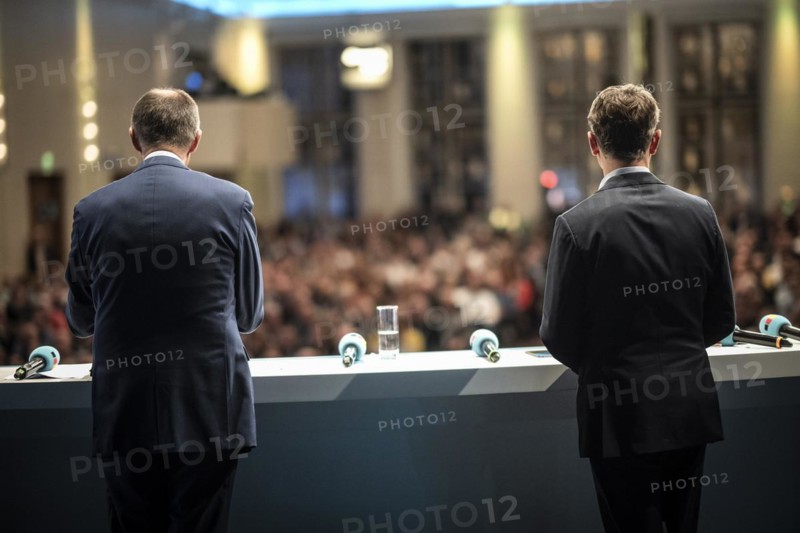 CDU Secretary General Carsten Linnemann attends the CDU policy convention in Cologne, 1 March 2024, with Friedrich Merz