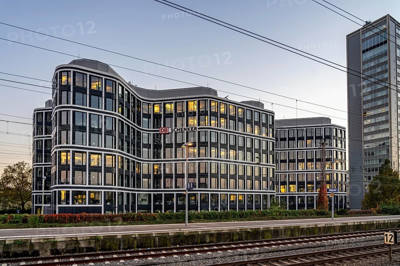 The headquarters of the logistics service provider DB Schenker AG, on Kruppstrasse, at the main railway station in Essen, North Rhine-Westphalia, Germany, Europe