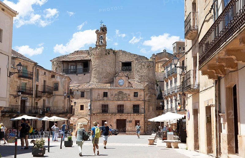 Plaza Mayor in the historic centre of Sepulveda, province of Segovia, Castile and Leon, Spain, Europe