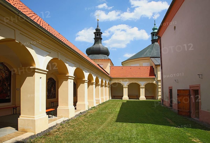 Cloister of the pilgrimage church Maria Loreto in Starý Hroznatov, Altkinsberg, district Cheb, Eger, Bohemia, Egerland, Czech Republic, Czech Republic, Europe