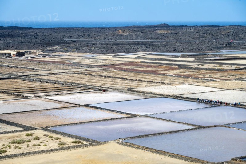 Sea salt extraction, Janubio salt works, Salinas de Janubio, Lanzarote, Canary Islands, Spain, Europe