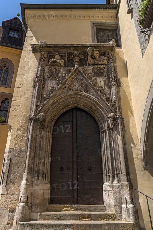 Entrance portal of the Old Town Hall, Regensburg, Upper Palatinate, Bavaria, Germany, Europe