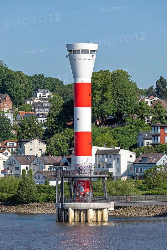 Lighthouse, houses, hill, Blankenese, Hamburg, Germany, Europe