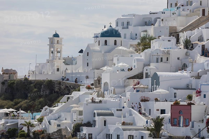 Santorini, Imerovigli with the church of Agios Anastasia, Cyclades, Greece, Europe