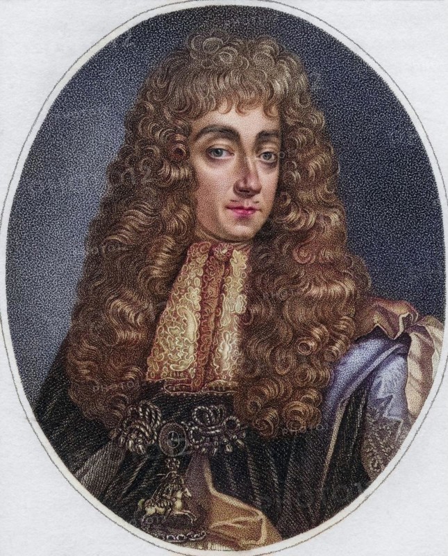 George Villiers 2nd Duke of Buckingham 1628 -1687 English statesman, George Villiers 2nd Duke of Buckingham 1628 -1687 English statesman Engraved by Bocquet from the book A catalogue of Royal and Noble Authors Volume III published 1806, Historic, digitally restored reproduction from a 19th century original, Record date not stated