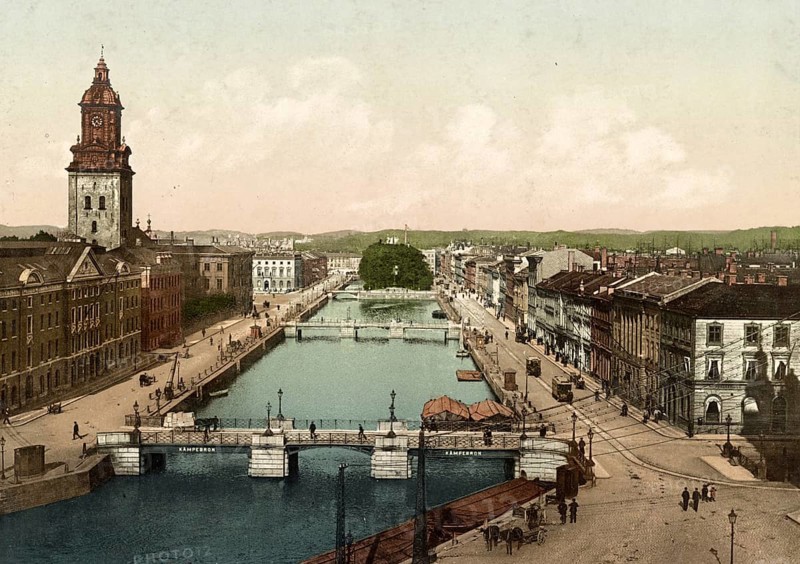 Gothenburg. Norra and Södra Hamngatorne, Sweden, digitally restored reproduction from a 19th century original, record date not stated, Gothenburg. Norra and Södra Hamngatorne, Sweden, digitally restored reproduction from a 19th century original, record date not stated, Europe