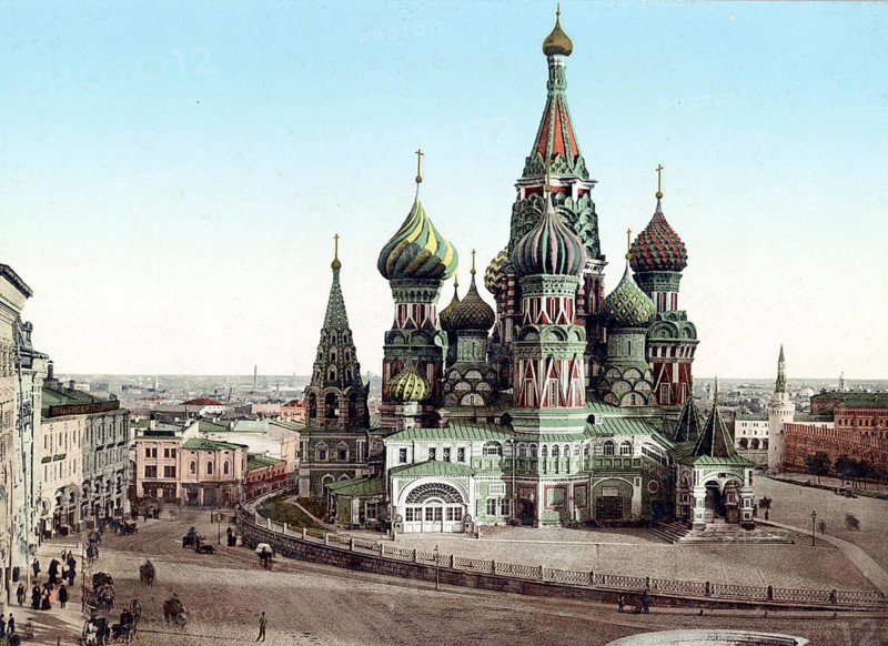 St Basil's Cathedral, Moscow, Russia, 1890, Historical, digitally restored reproduction from a 19th century original, Record date not stated, Europe