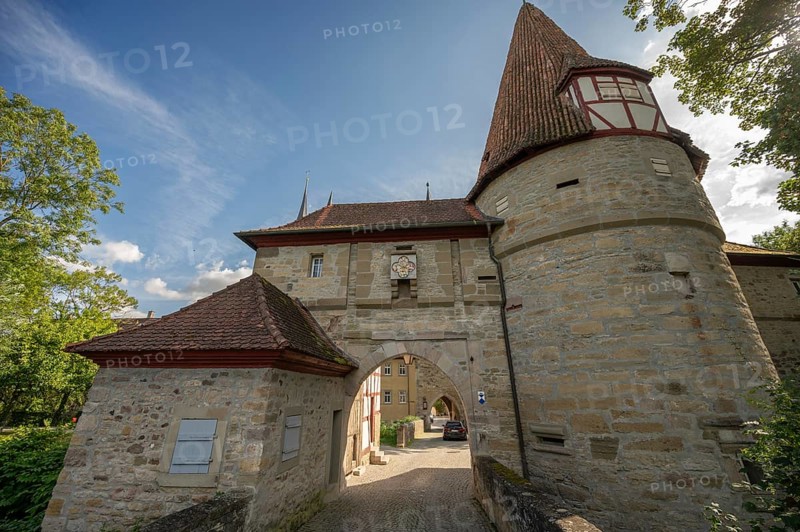 Rödelseer Tor, built in the 13th century, part of the town fortifications of Iphofen, Lower Franconia, Bavaria, Germany, Europe