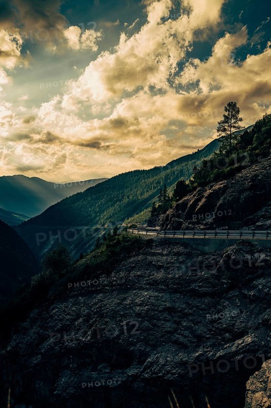 Hahntennjoch pass road in Tyrol in Lechtal, Austria, Europe