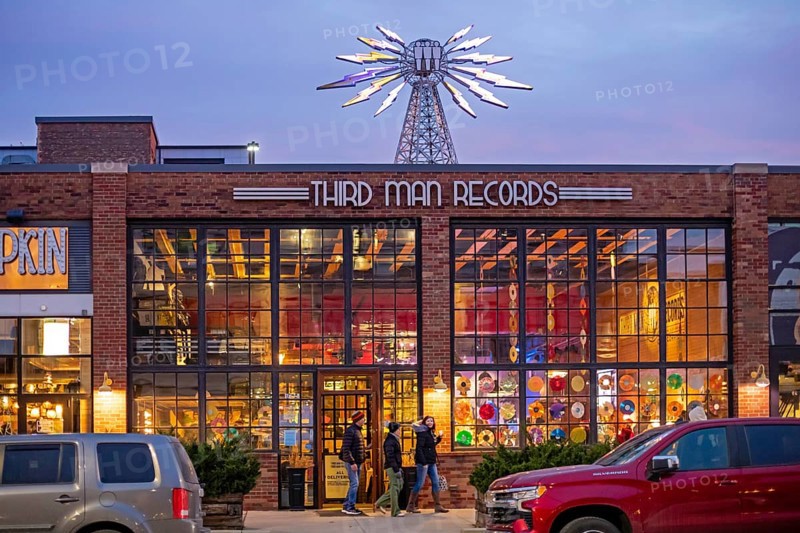 Detroit, Michigan - People shopped for vinyl records at Third Man Records on Noel Night. The annual Noel Night at the start of the holiday season in Detroit features open houses by arts and cultural institutions, churches, and small businesses.