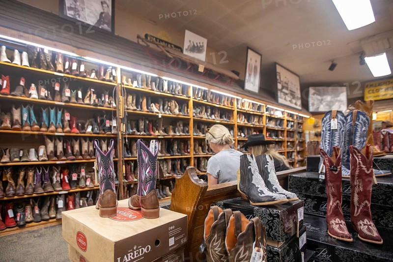 Steamboat Springs, Colorado, Cowboy boots on sale at F.M. Light & Sons, a heavily-advertised western wear store
