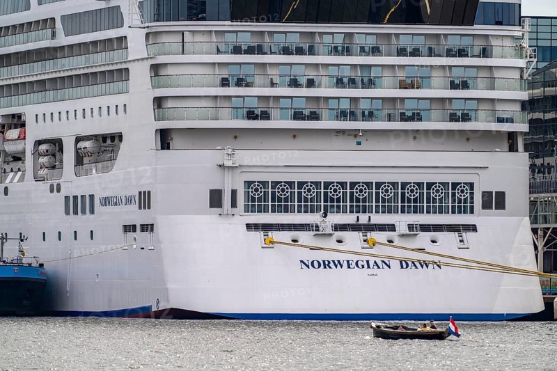 The cruise ship Norwegian Dawn at the Passenger Terminal Amsterdam, Cruise Port Amsterdam, belongs to Norwegian Cruise Line, Netherlands