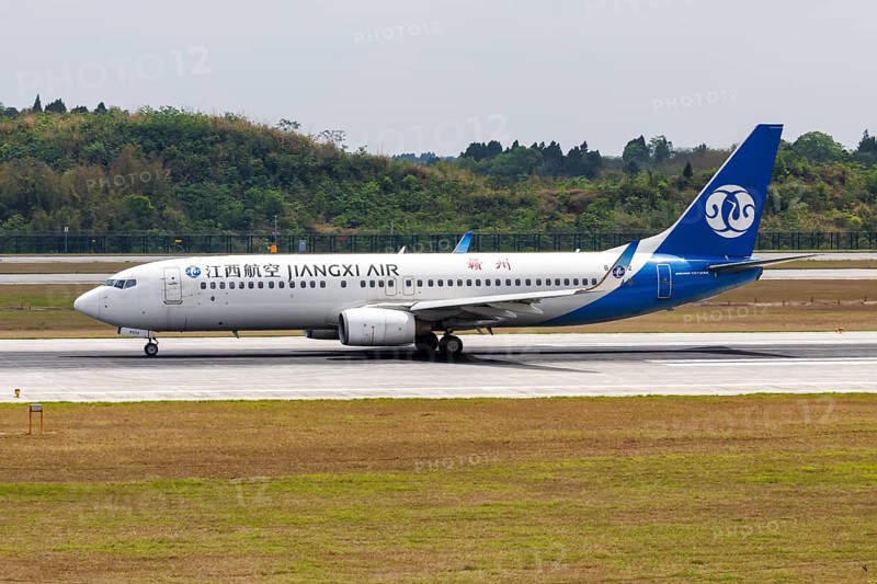 A Boeing 737-800 aircraft of Jiangxi Air with registration number B-5512 at Tianfu Airport (TFU) in Chengdu, China, Asia