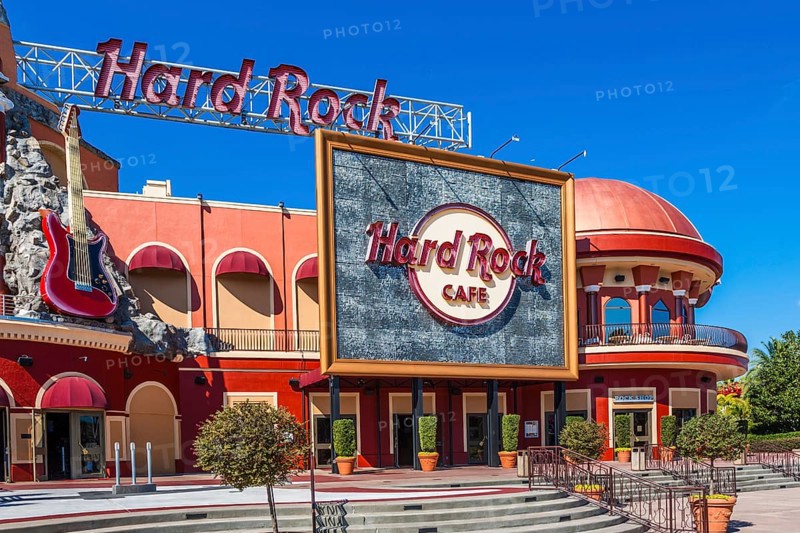 Entrance to the Hard Rock Café at Universal's City Walk in Universal Studios, Orlando, Florida, USA, North America