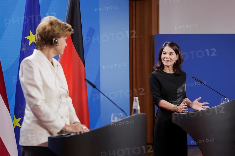 Annalena Bärbock (Alliance 90/The Greens), Federal Foreign Minister, at a joint press conference with Baiba Braze, Foreign Minister of Latvia, at the Federal Foreign Office in Berlin, 1 July 2024
