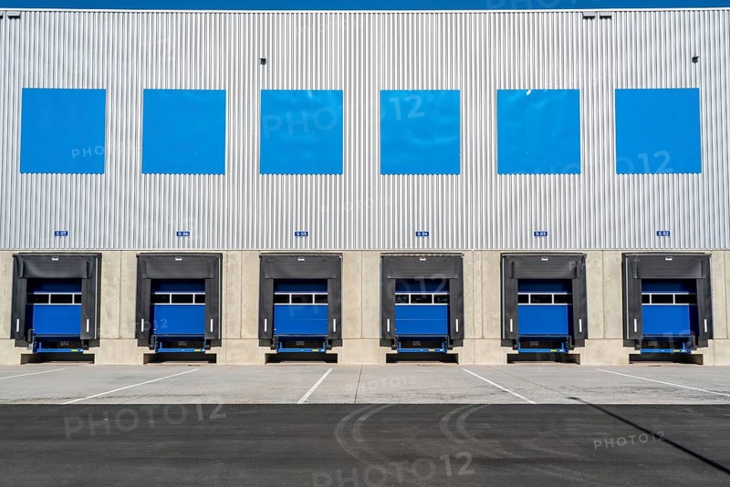 New construction of a logistics hall in Duisburg-Wanheim, part of the Logport 2 site, still unused, modern logistics location, Duisburg North Rhine-Westphalia, Germany, Europe