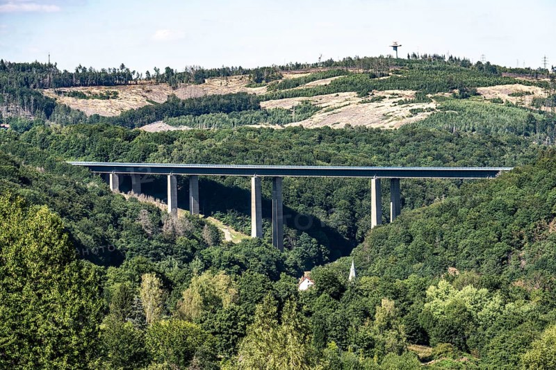 A45 motorway, the Rahmede viaduct, which is totally closed due to massive damage to the supporting structure and is being blown up and rebuilt, Lüdenscheid, North Rhine-Westphalia, Germany, Europe