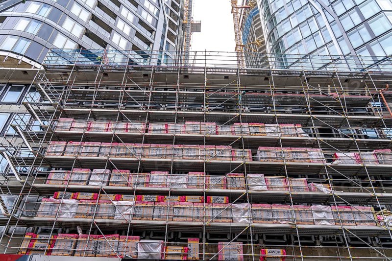 Construction site of the FOUR construction project, 4 high-rise towers at Roßmarkt in Frankfurt am Main, will be up to 228 metres high, with 59 storeys, for use as office buildings, flats, hotels and restaurants, Hesse, Germany, Europe