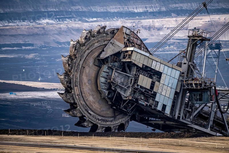 Lignite opencast mine Garzweiler, bucket wheel excavator mining overburden, coal, near Jüchen, North Rhine-Westphalia, Germany, Europe